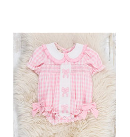Pretty Bows Gingham Embroidered Romper