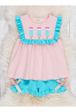 Turquoise Embroidered Pencil Ruffle Set