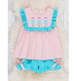 Turquoise Embroidered Pencil Ruffle Set