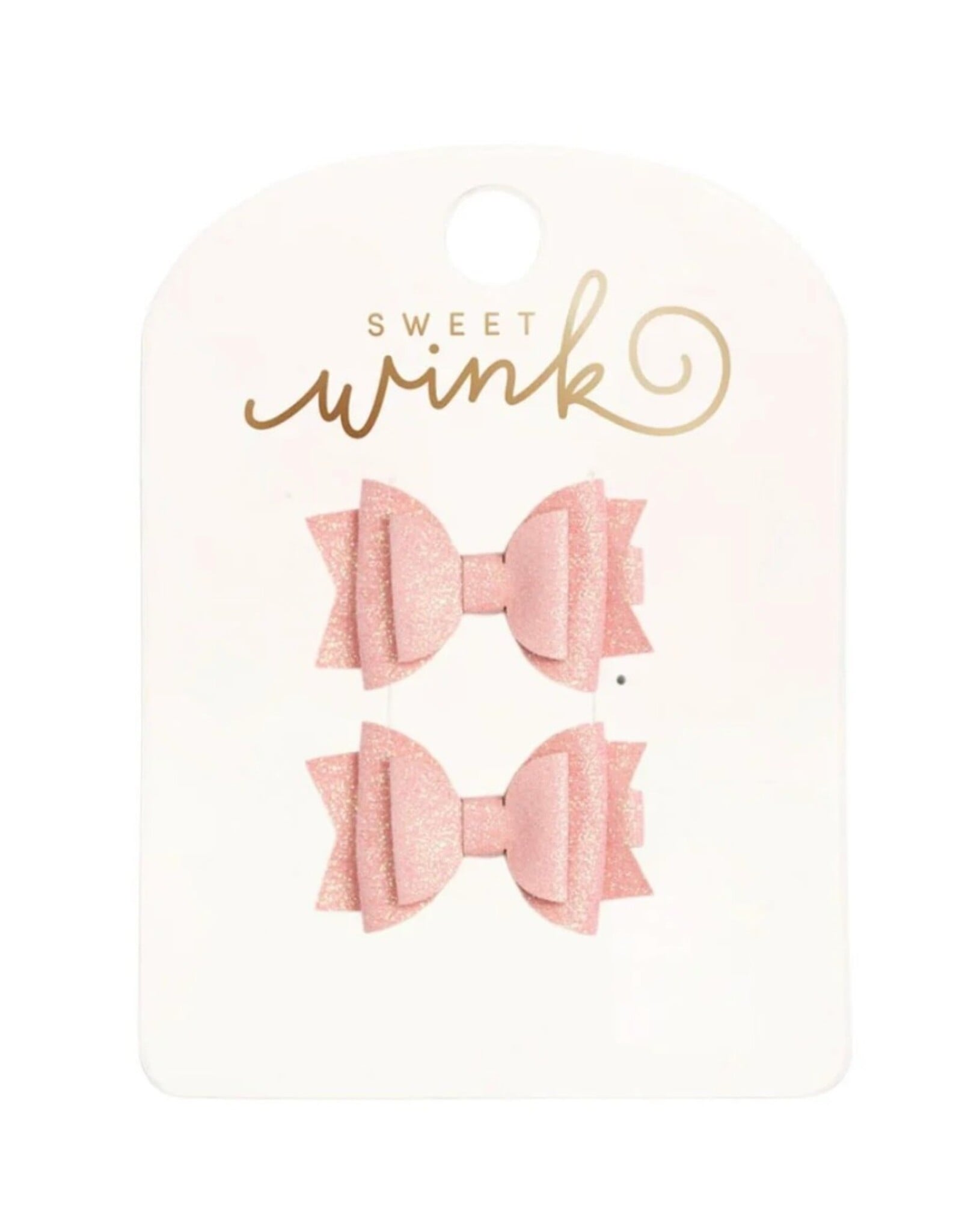 Sweet Wink Sweet Wink- Blush Glitter Bow Clip Set