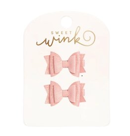 Sweet Wink Sweet Wink- Blush Glitter Bow Clip Set