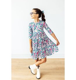 Mila & Rose Mila & Rose- Vivid Garden 3/4 Sleeve Pocket Twirl Dress