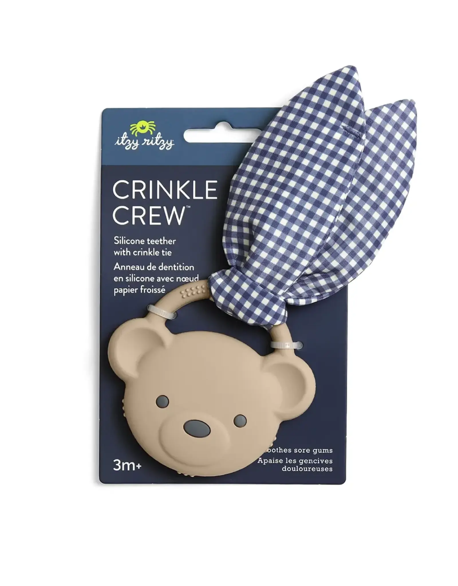 Itzy Ritzy Itzy Ritzy- Crinkle Crew Silicone Teether: Taupe Bear