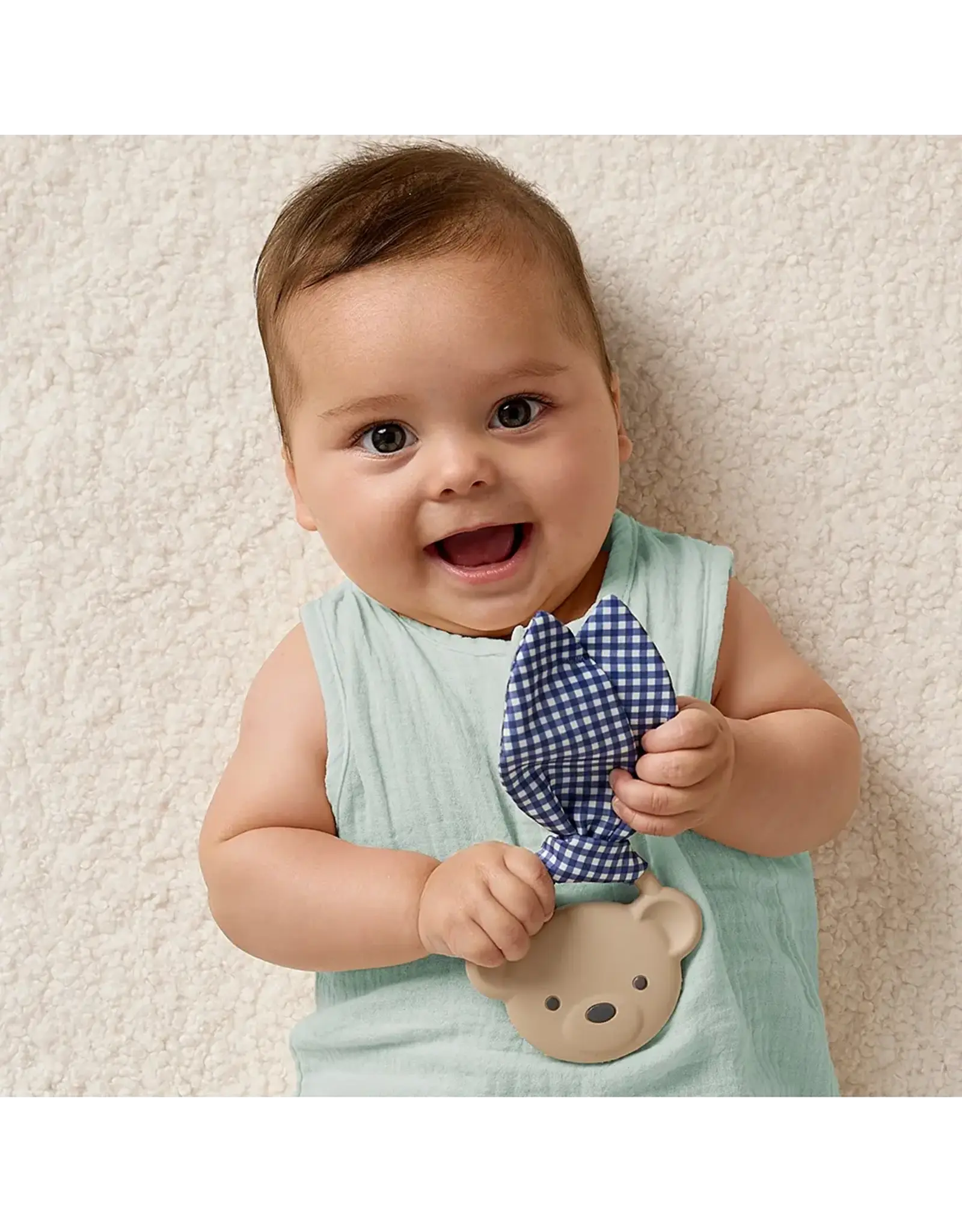 Itzy Ritzy Itzy Ritzy- Crinkle Crew Silicone Teether: Taupe Bear