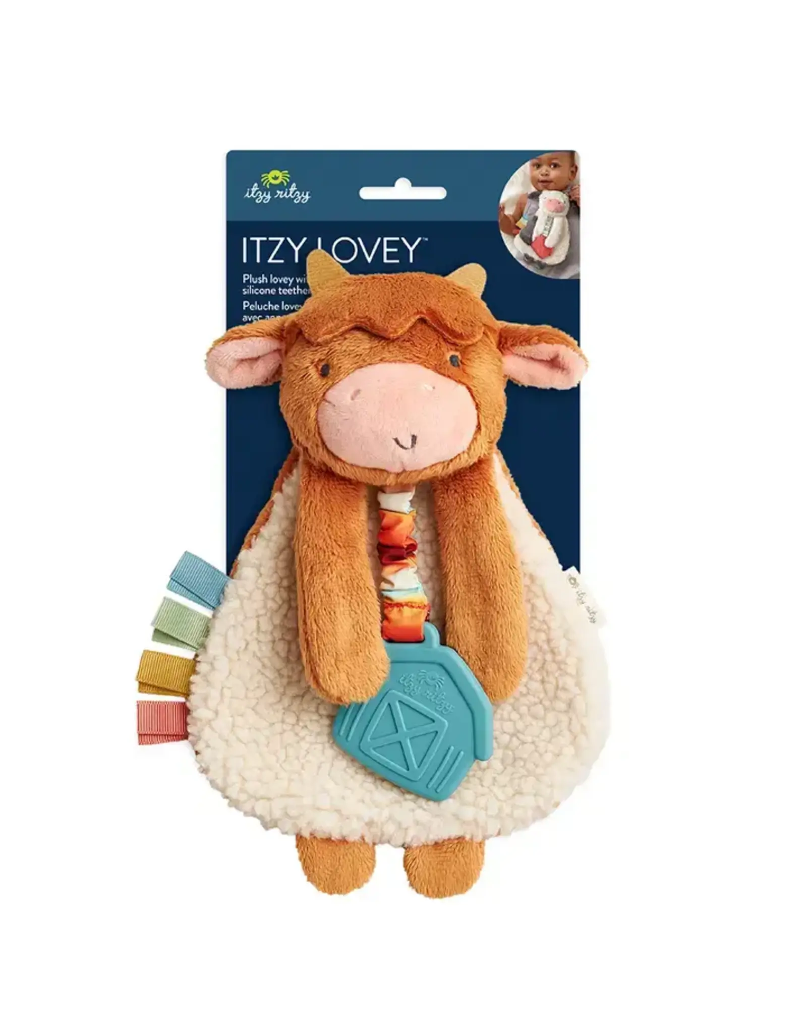 Itzy Ritzy Itzy Ritzy- Plush Lovey w/Silicone Toy: Highland Cow