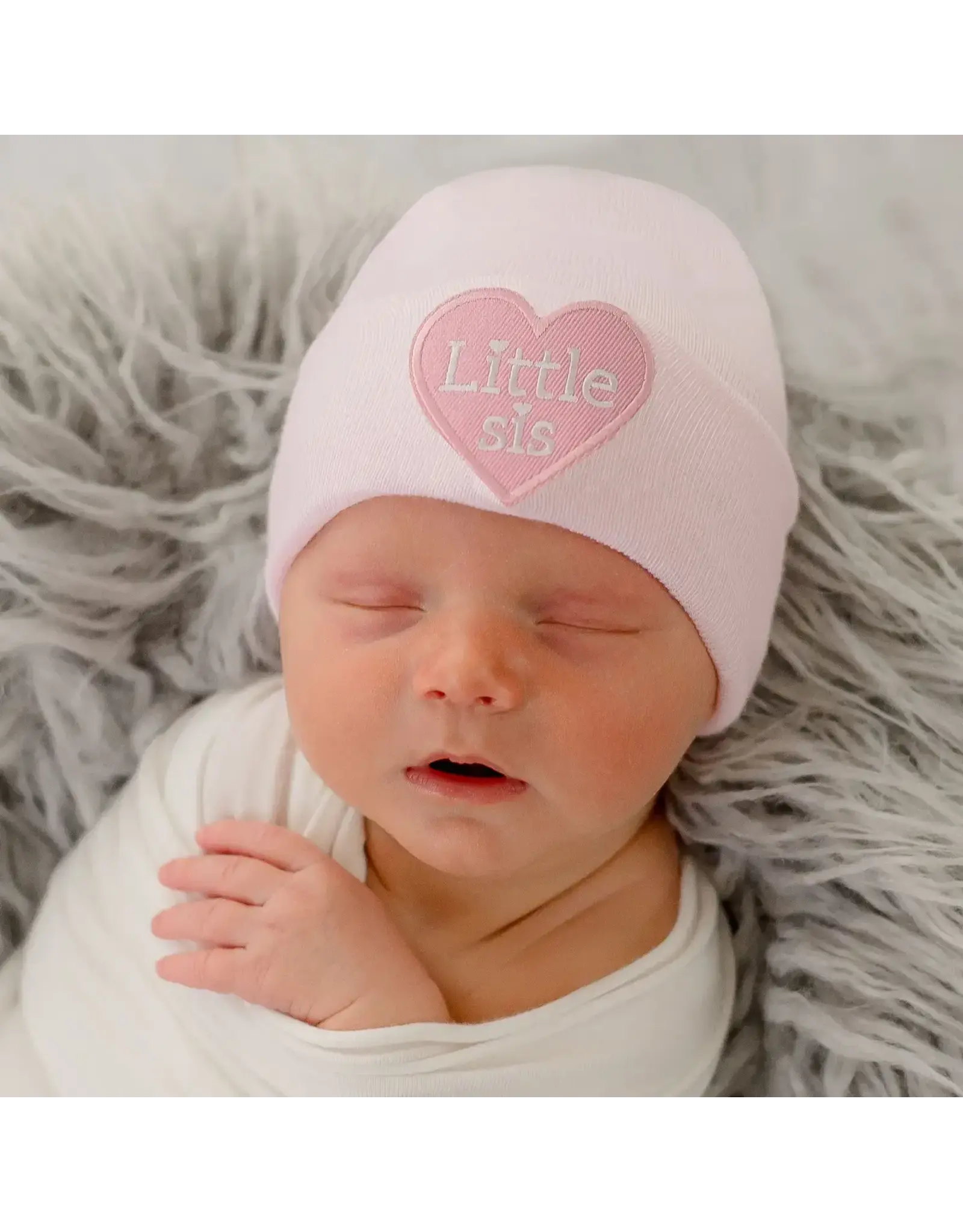 ILYBEAN Ilybean- Little Sis Heart Pink Nursery Beanie