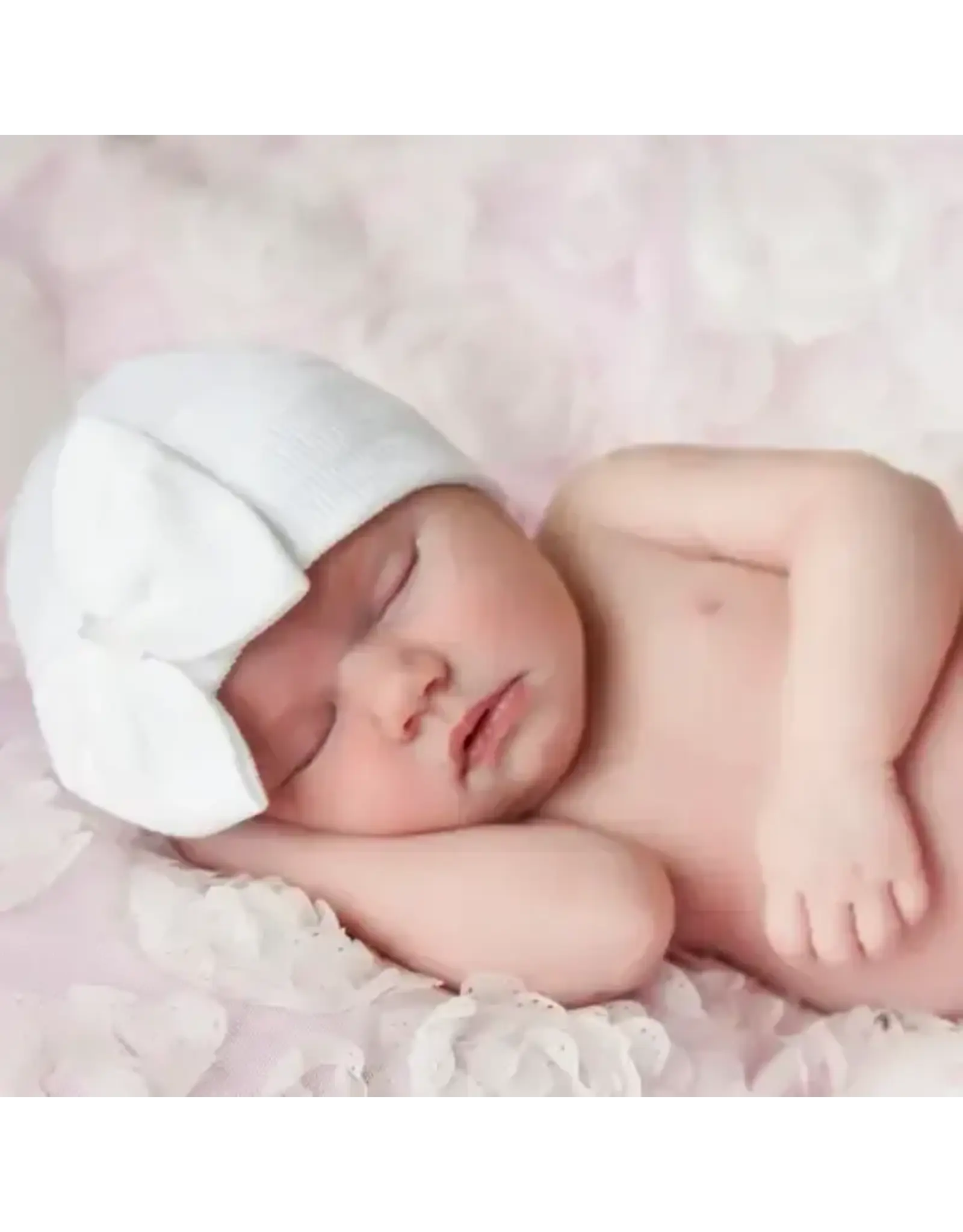 ILYBEAN Ilybean - White Bow w/ White Ribbon Nursery Beanie