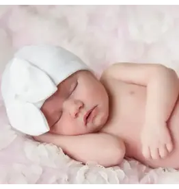 ILYBEAN Ilybean - White Bow w/ White Ribbon Nursery Beanie