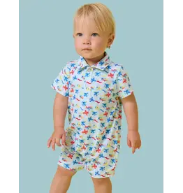 Ruffle Butts Ruffle Butts- Tiny Plane Parade Performance Polo Romper