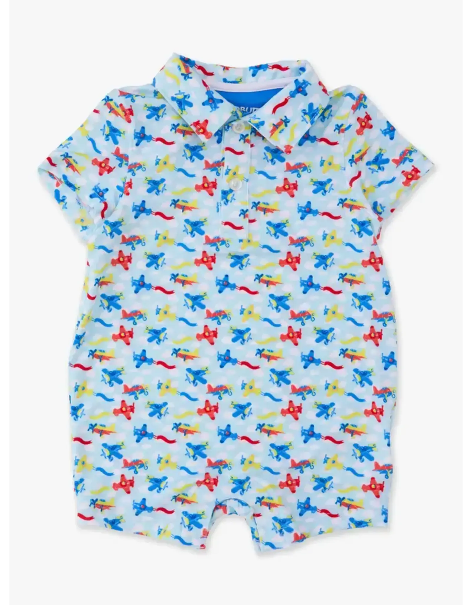 Ruffle Butts Ruffle Butts- Tiny Plane Parade Performance Polo Romper