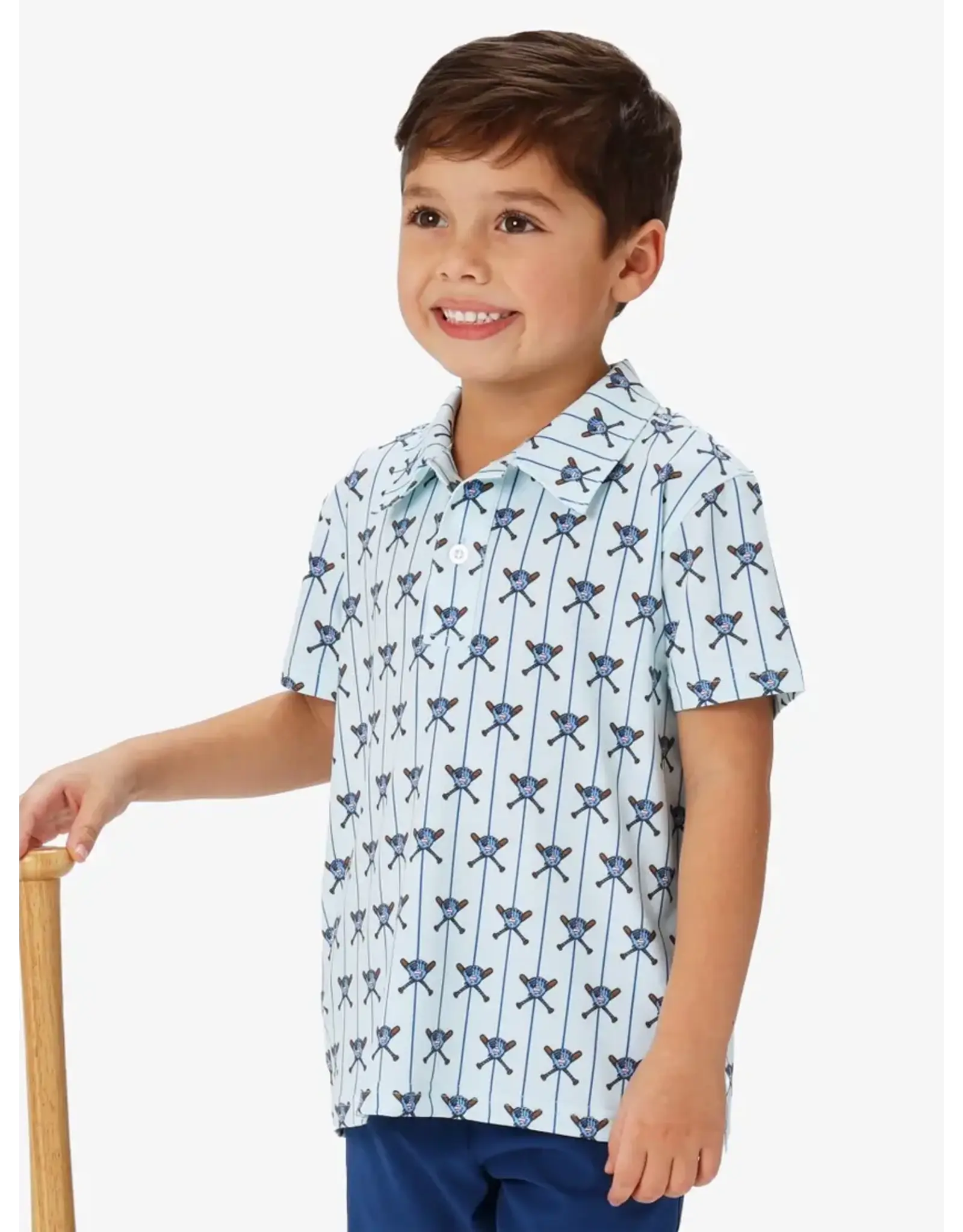 Ruffle Butts Ruffle Butts- Tiny Blue Batter Performance Polo
