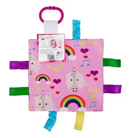 Baby Jack & Company Baby Jack & Co.- Unicorn Hearts Crinkle Tag Toy Teether 8’ x 8’