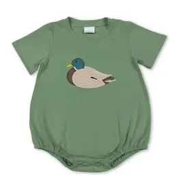 Green Duck Embroidery Romper