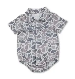 Grey Camo Pocket Button Romper