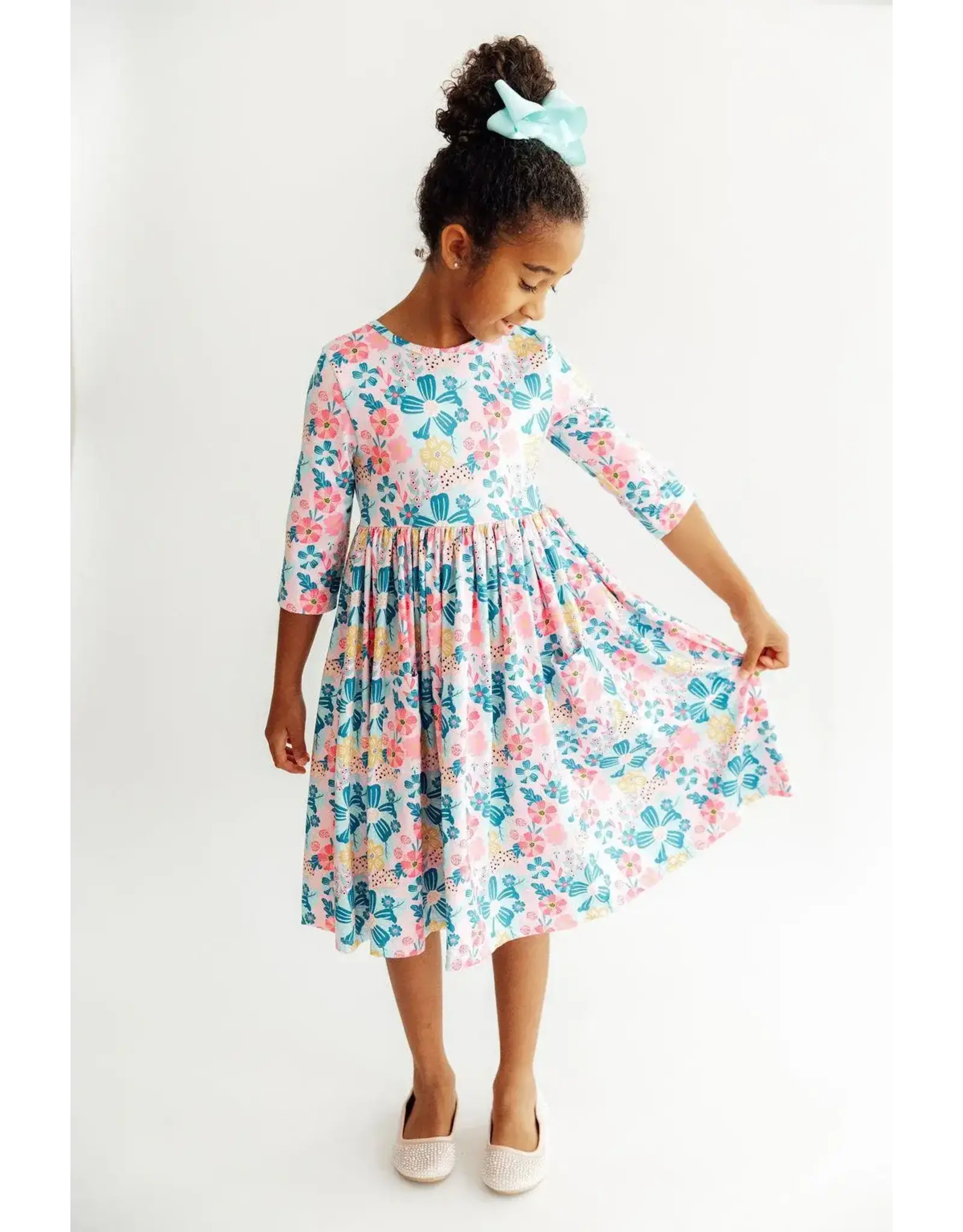 Mila & Rose Mila & Rose- Floral Garden 3/4 Sleeve Pocket Twirl Dress