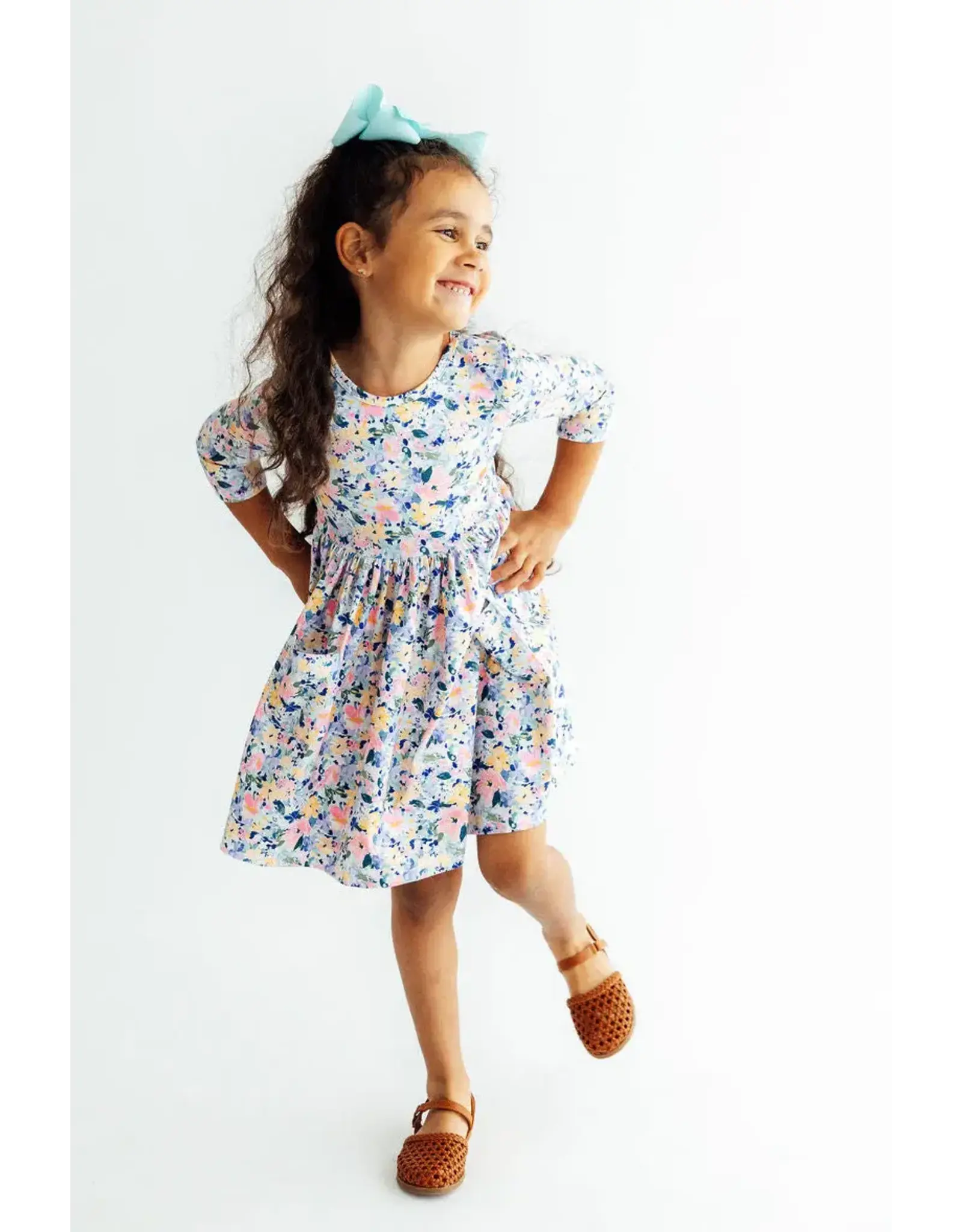 Mila & Rose Mila & Rose- Fall Floral 3/4 Sleeve Pocket Twirl Dress