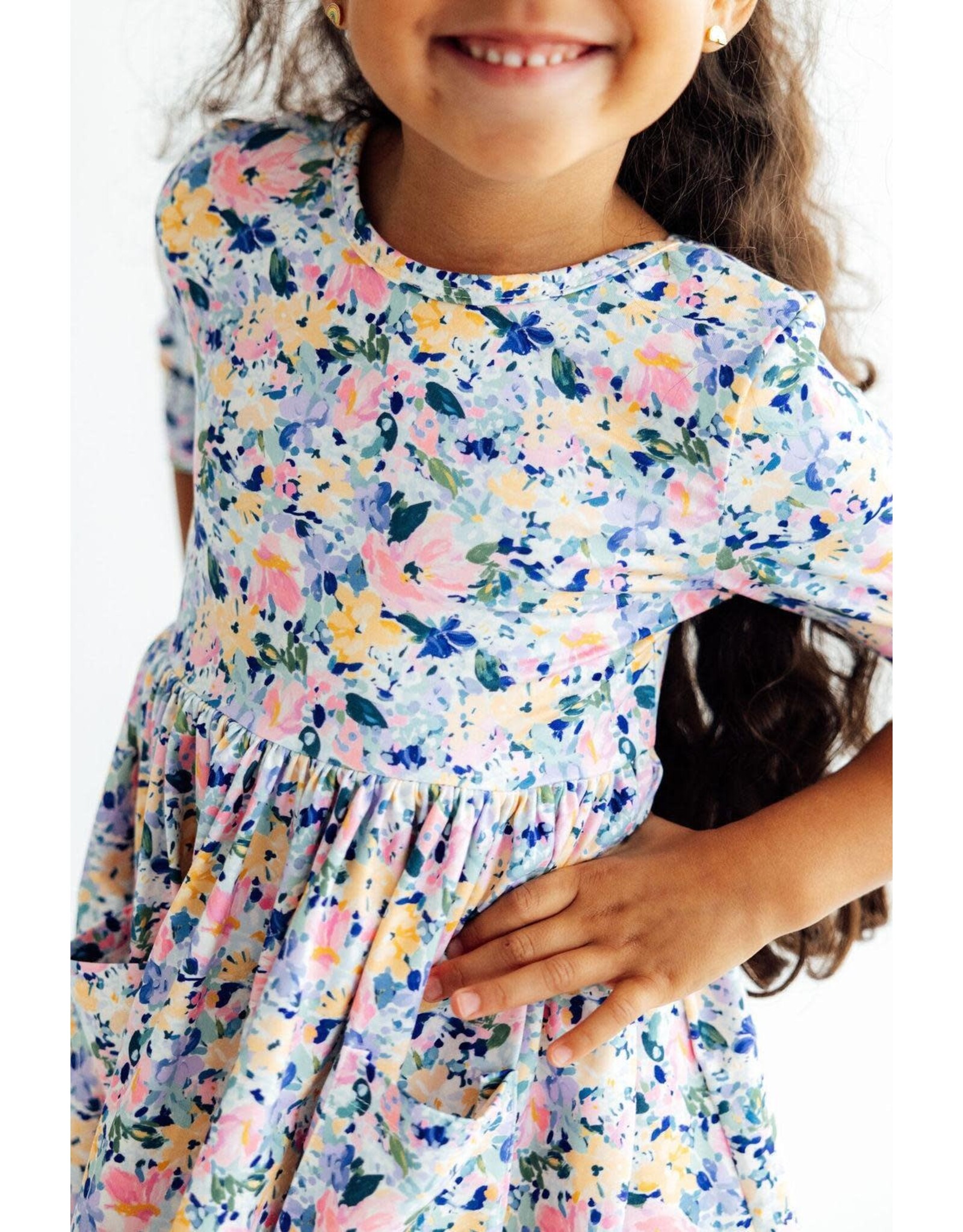 Mila & Rose Mila & Rose- Fall Floral 3/4 Sleeve Pocket Twirl Dress