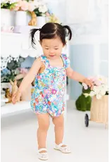Mila & Rose Mila & Rose- Preppy Floral Ruffle Cross Back Romper