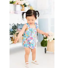 Mila & Rose Mila & Rose- Preppy Floral Ruffle Cross Back Romper