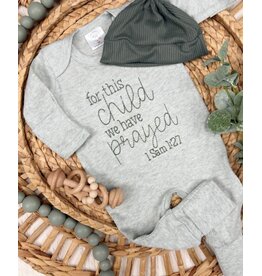 Wonderfully Made Wonderfully Made- ForThis Child We Prayed Green Romper & Hat: NB