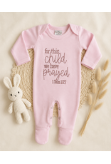 Wonderfully Made Wonderfully Made- ForThis Child We Prayed Pink Romper: NB