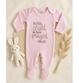 Wonderfully Made Wonderfully Made- ForThis Child We Prayed Pink Romper: NB