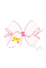 Wee Ones- Pencil Bow School Embroidered Moonstitch Pink Edge Bow