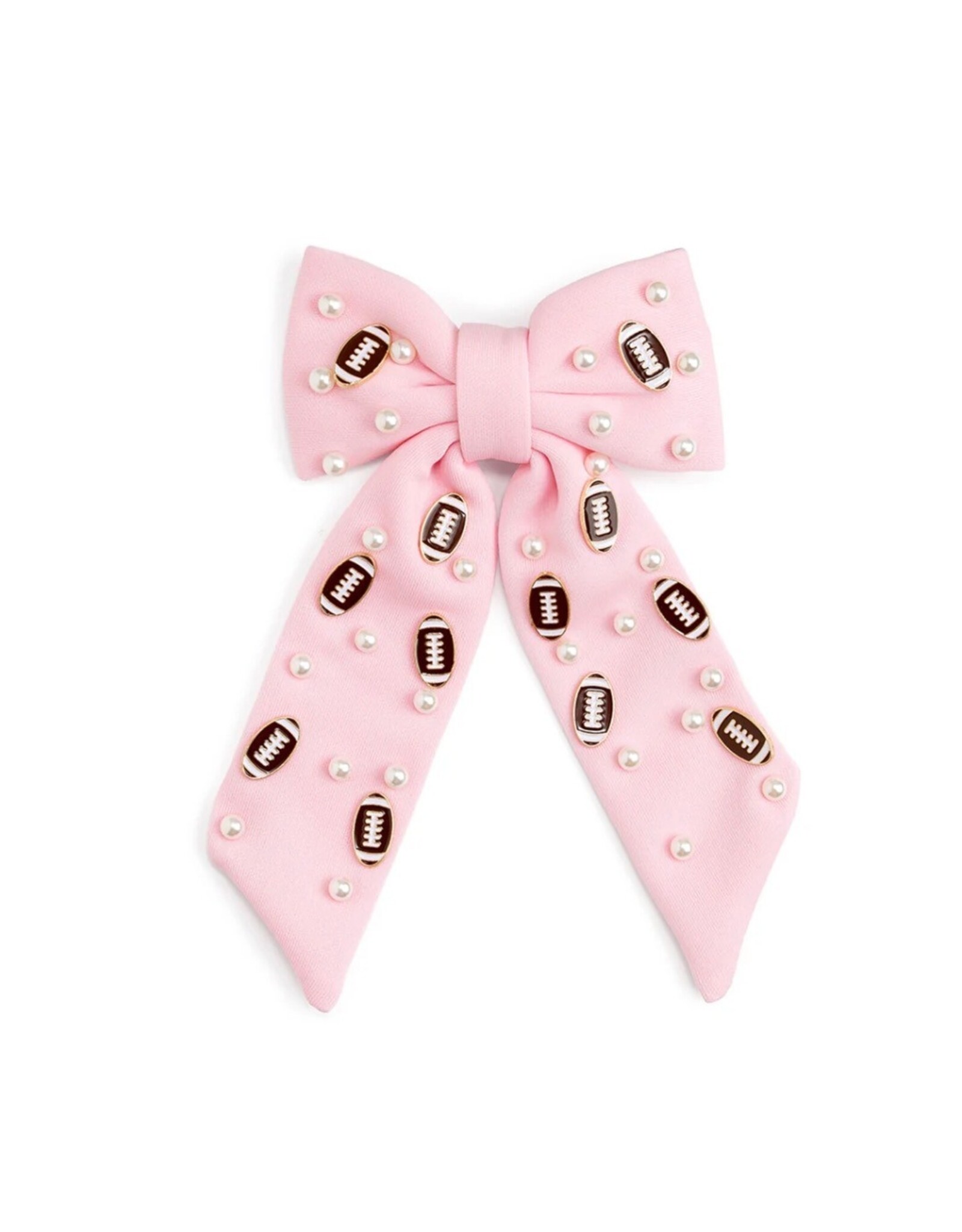Sweet Wink Sweet Wink- Football Pearl Bow Clip