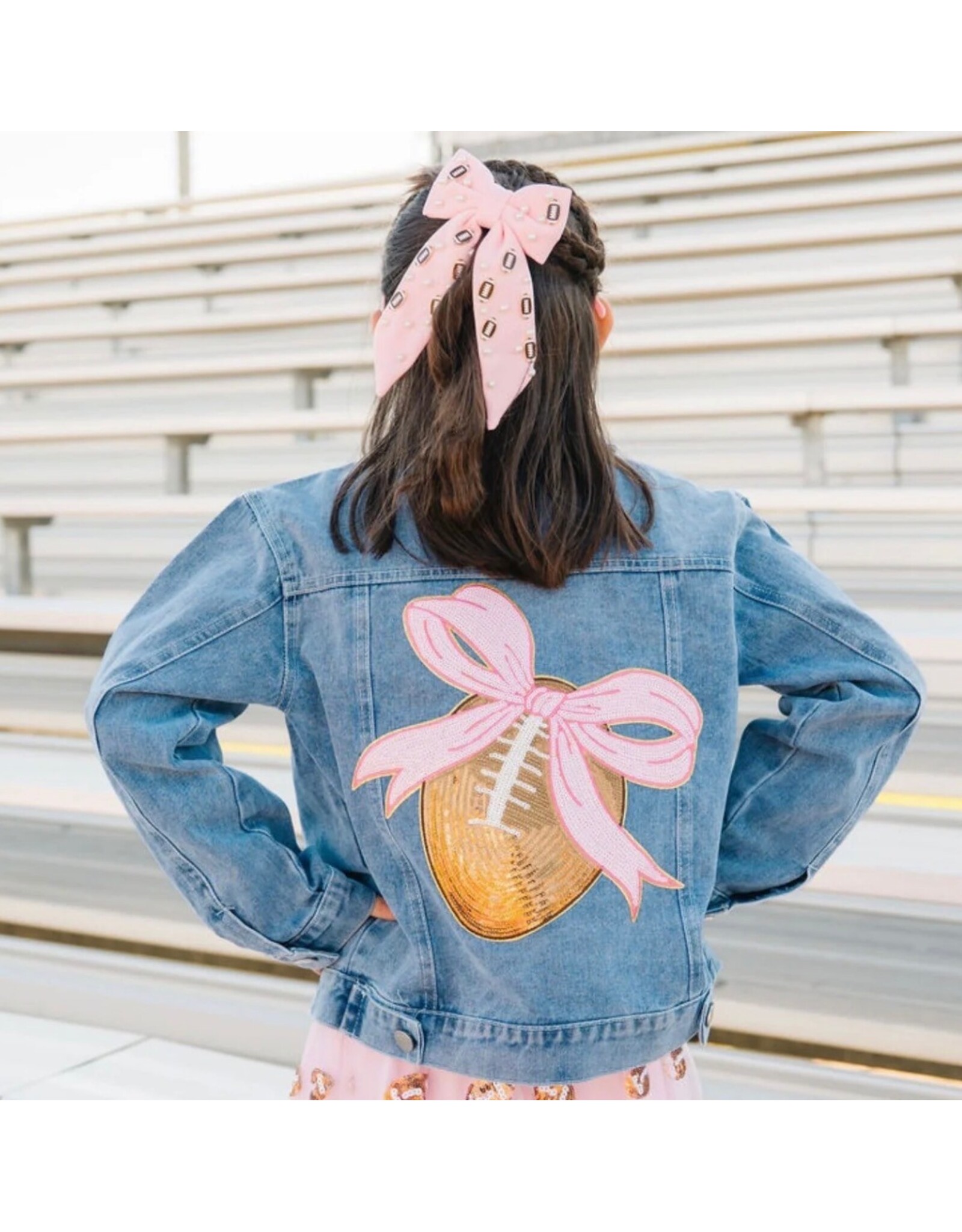 Sweet Wink Sweet Wink- Football Pearl Bow Clip