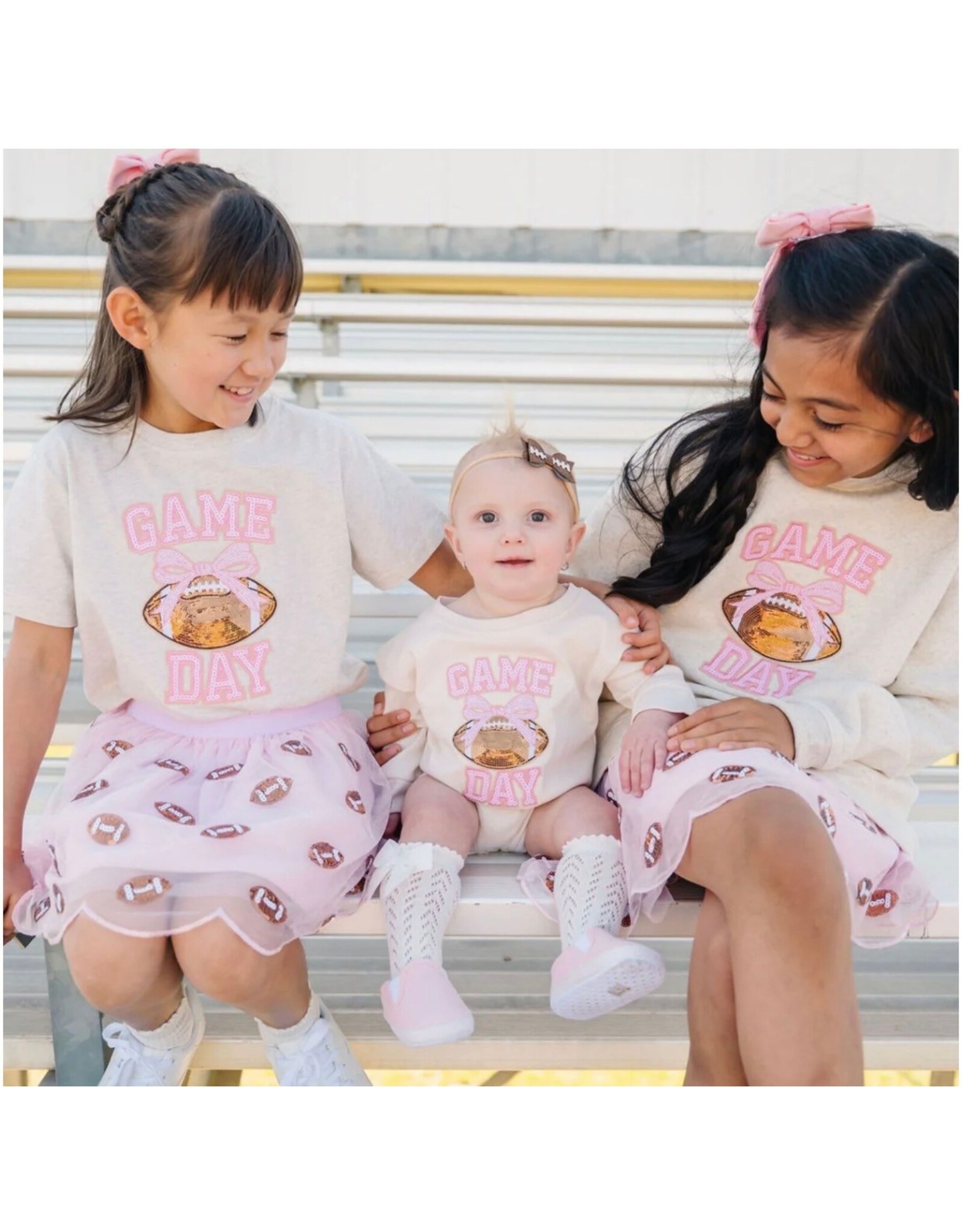 Sweet Wink Sweet Wink- Game Day Sequin Patch S/S Natural Heather TShirt