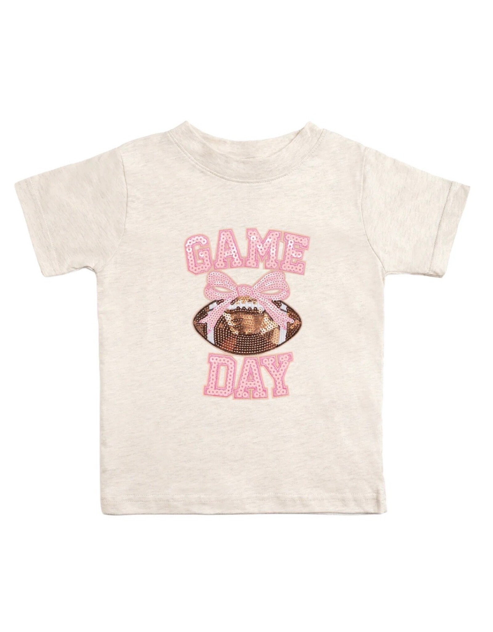 Sweet Wink Sweet Wink- Game Day Sequin Patch S/S Natural Heather TShirt