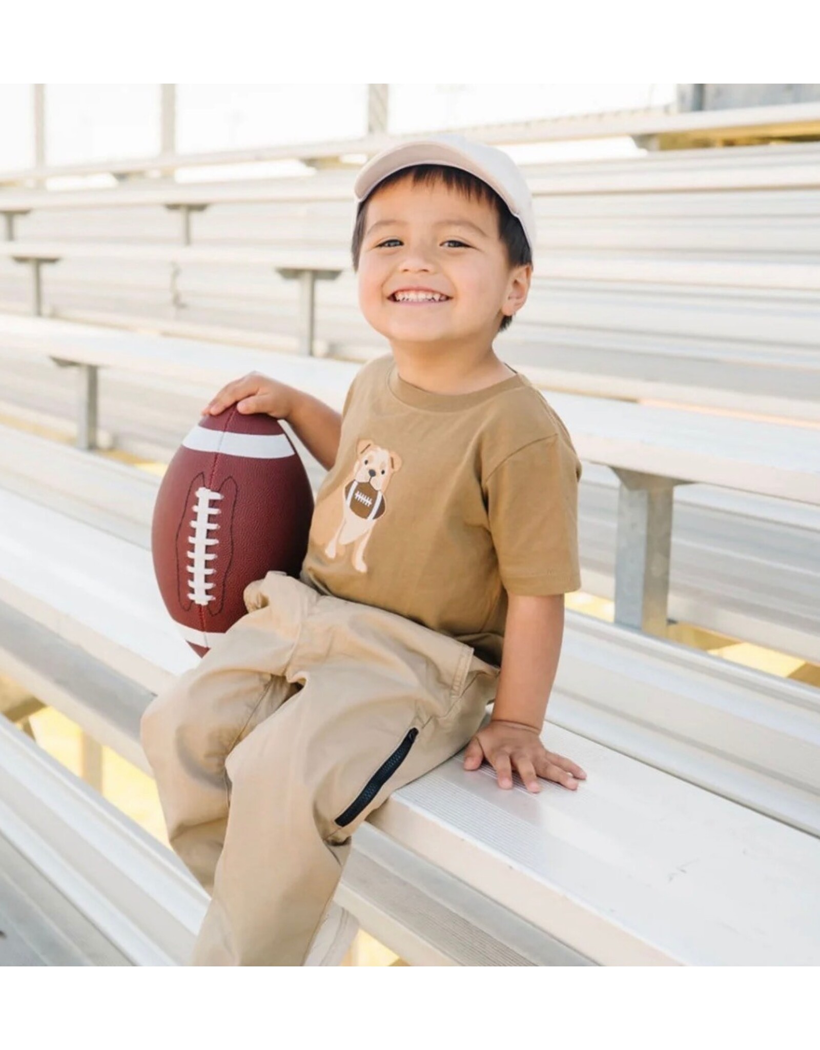Sweet Wink Sweet Wink- Bulldog Football Patch S/S Mocha TShirt