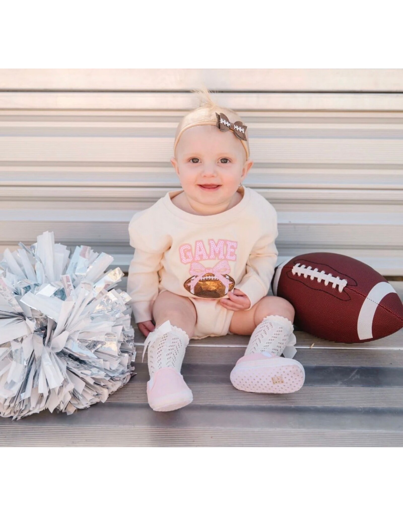 Sweet Wink Sweet Wink- Game Day Sequin Patch S/S Romper