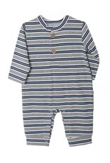 Three Sisters Three Sisters- Karter Romper: Grey & Blue Stripe