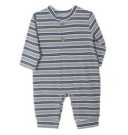 Three Sisters Three Sisters- Karter Romper: Grey & Blue Stripe