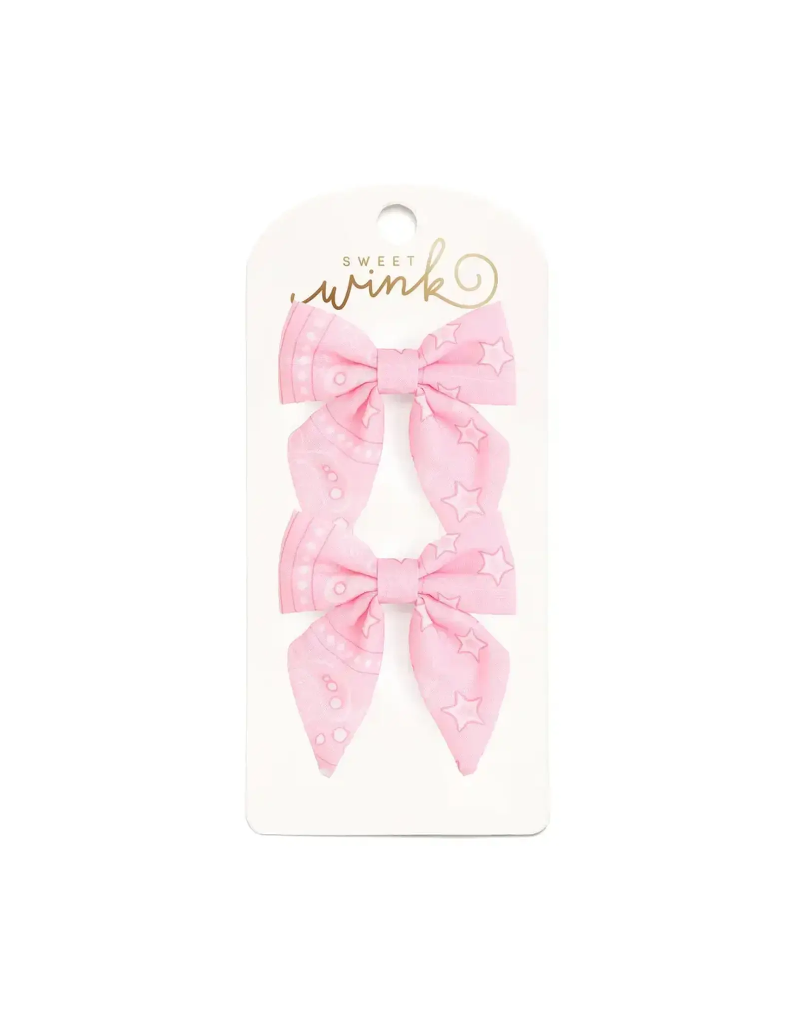 Sweet Wink Sweet Wink- Pink Bandana Western Bow Clip Set