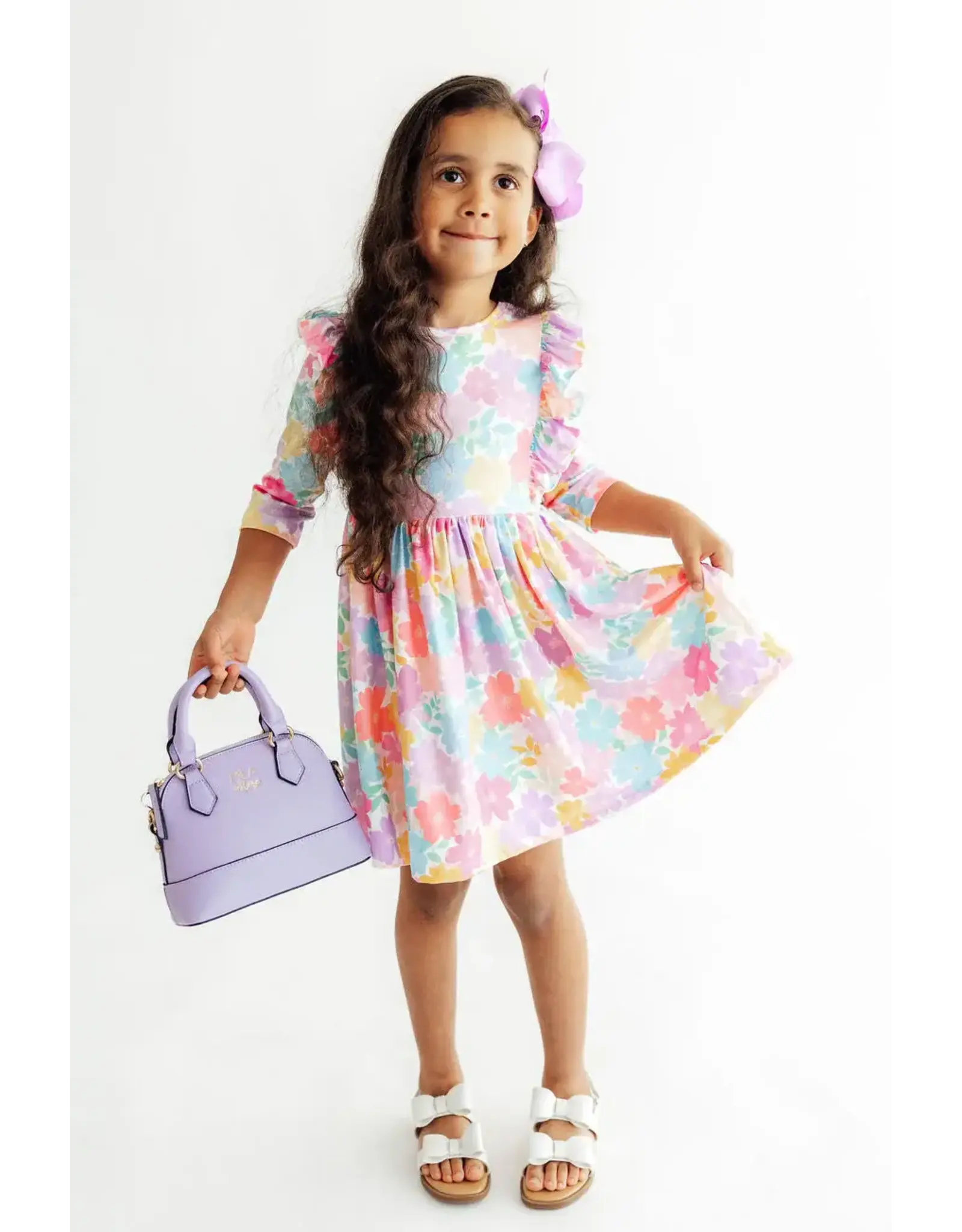 Mila & Rose Mila & Rose- Colorful Carnations 3/4 Sleeve Twirl Dress