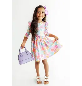 Mila & Rose Mila & Rose- Colorful Carnations 3/4 Sleeve Twirl Dress
