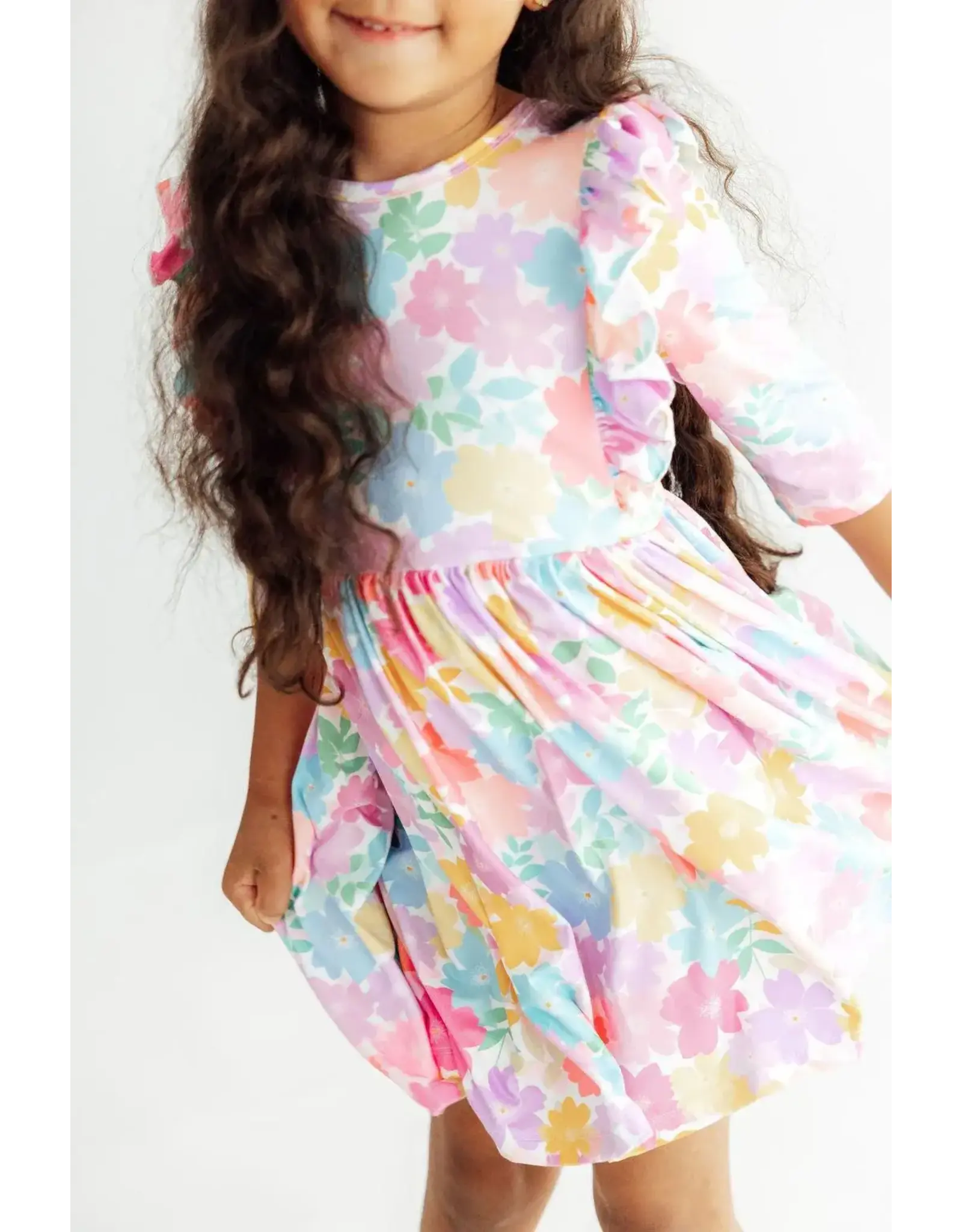 Mila & Rose Mila & Rose- Colorful Carnations 3/4 Sleeve Twirl Dress