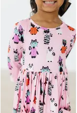 Mila & Rose Mila & Rose-  Purr-fectly Spooky 3/4 Sleeve Pocket Twirl Dress