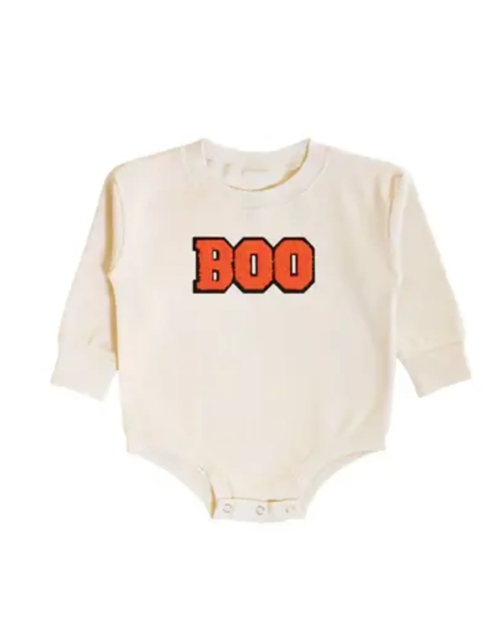 Sweet Wink Sweet Wink- Boo Patch L/S Romper: Natural