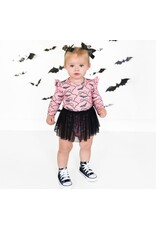 Sweet Wink Sweet Wink- Bat Trellis Printed L/S Tutu Bodysuit