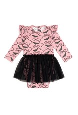Sweet Wink Sweet Wink- Bat Trellis Printed L/S Tutu Bodysuit