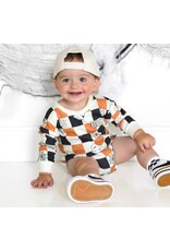 Sweet Wink Sweet Wink- Boo Checkered L/S Natural Romper