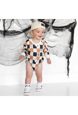 Sweet Wink Sweet Wink- Boo Checkered L/S Natural Romper