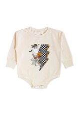 Sweet Wink Sweet Wink- Checker Ghost L/S Natural Romper