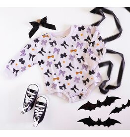 Sweet Wink Sweet Wink- Spooky Bows L/S Lavender Romper