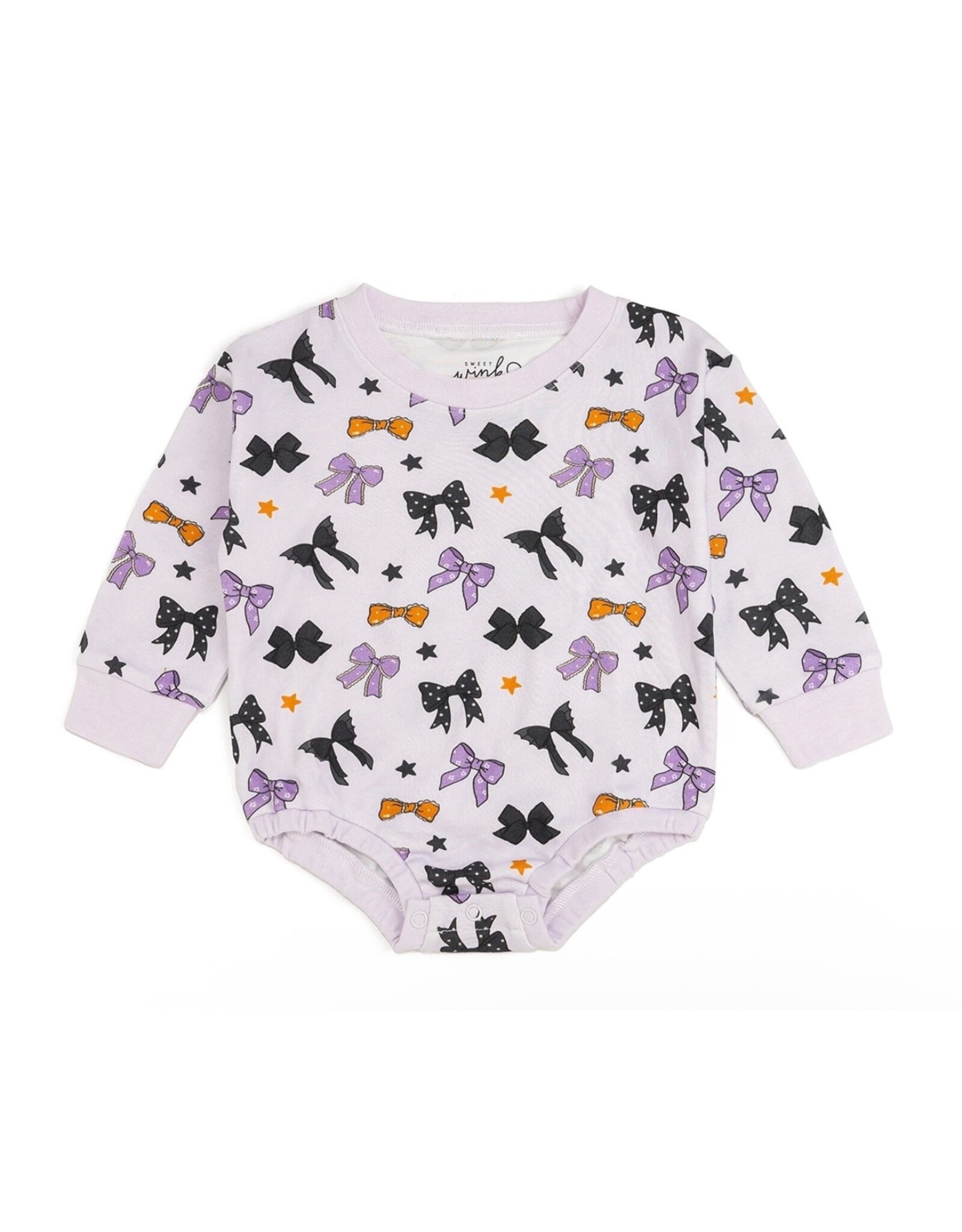 Sweet Wink Sweet Wink- Spooky Bows L/S Lavender Romper