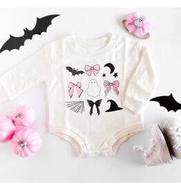 Sweet Wink Sweet Wink- Spooky Coquette L/S White Romper