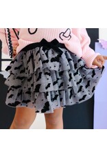 Sweet Wink Sweet Wink- Flocked Bats Halloween Bow Tiered Tutu